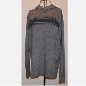 Gray Hoodie Denim & Flower Hooded Pullover Top Lightweight Shirt XL Striped NWT